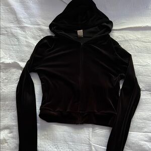 Black Velvet Hoodie Top